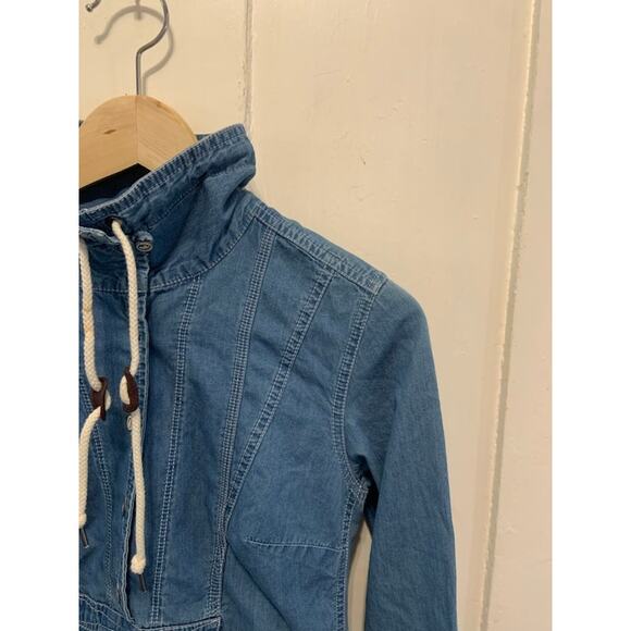 Eddie Bauer denim jean pullover jacket coat size XS w hood - Picture 4 of 9